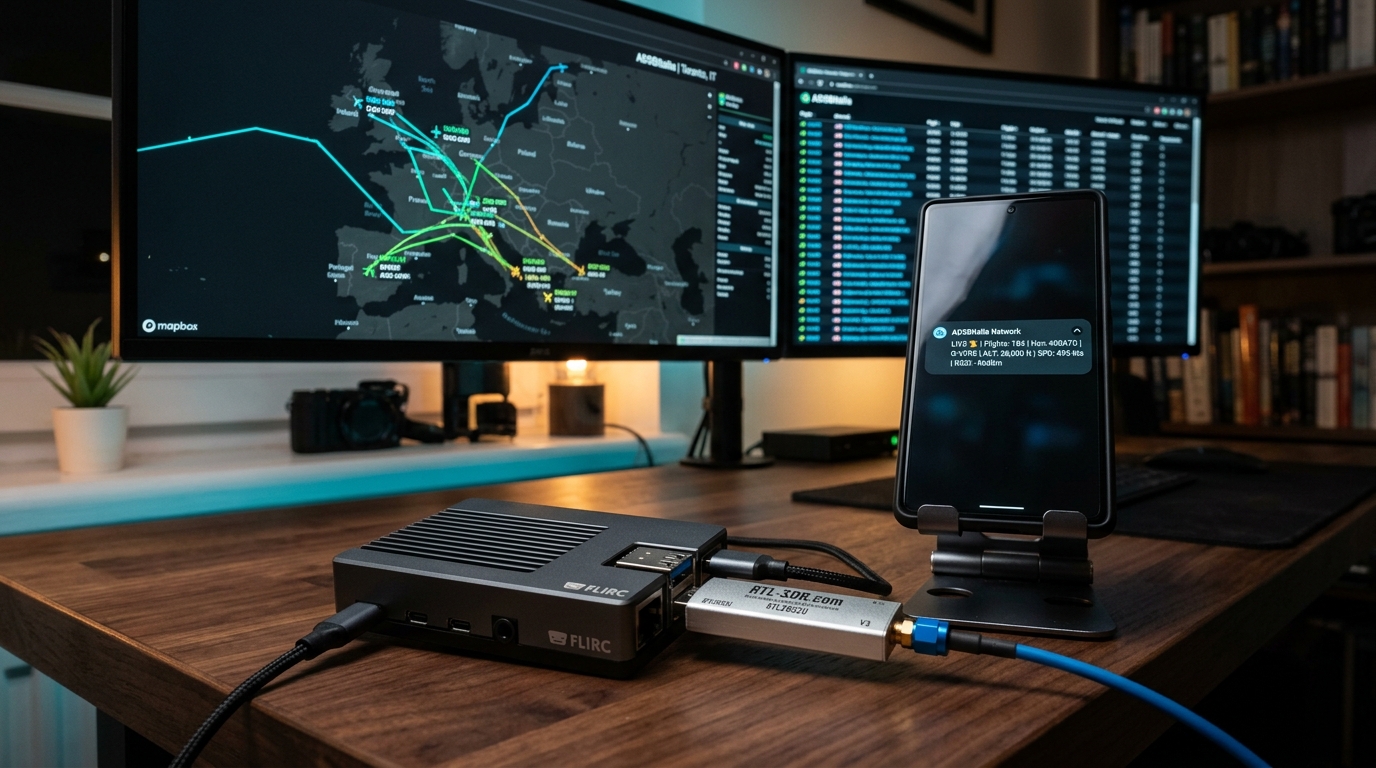SDR hardware and ADSBItalia receiving station